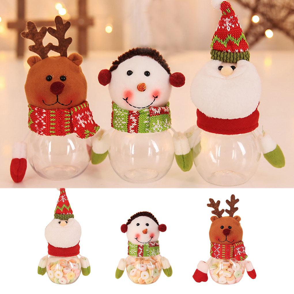 Christmas Candy Jar Sugar Box Xmas Gift Bag Santa Claus Transparent Candy Box
