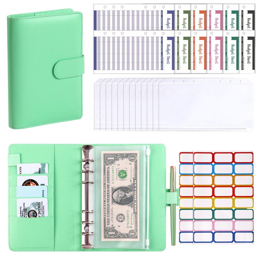 Macaron A6 PU Leather Binder & Cash Budget Notebook