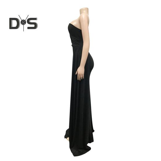 Dámské večerní šaty na jedno rameno Bez rukávů Dělený lem Jednobarevný Plisovaný Jednobarevný Plesový maxi Společenský koktejlový ples