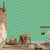 Green and white vichy check wallpaper for living room and bedroom 50x1000