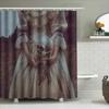 Gothic Horror Shower Curtain Vintage Spooky Victorian Dark Academia Home Decor Halloween Bathroom Set Artistic Eerie Wall Tapest
