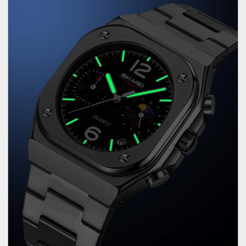 SKMEI New Design Quartz Wristwatches Men Golden Stainless Steel Watch Date Functions Luxury Clock Man
