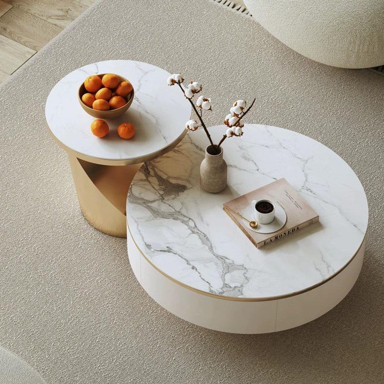 Modern Minimalist Round Coffee Table with TV Cabinet for Small Living Rooms
