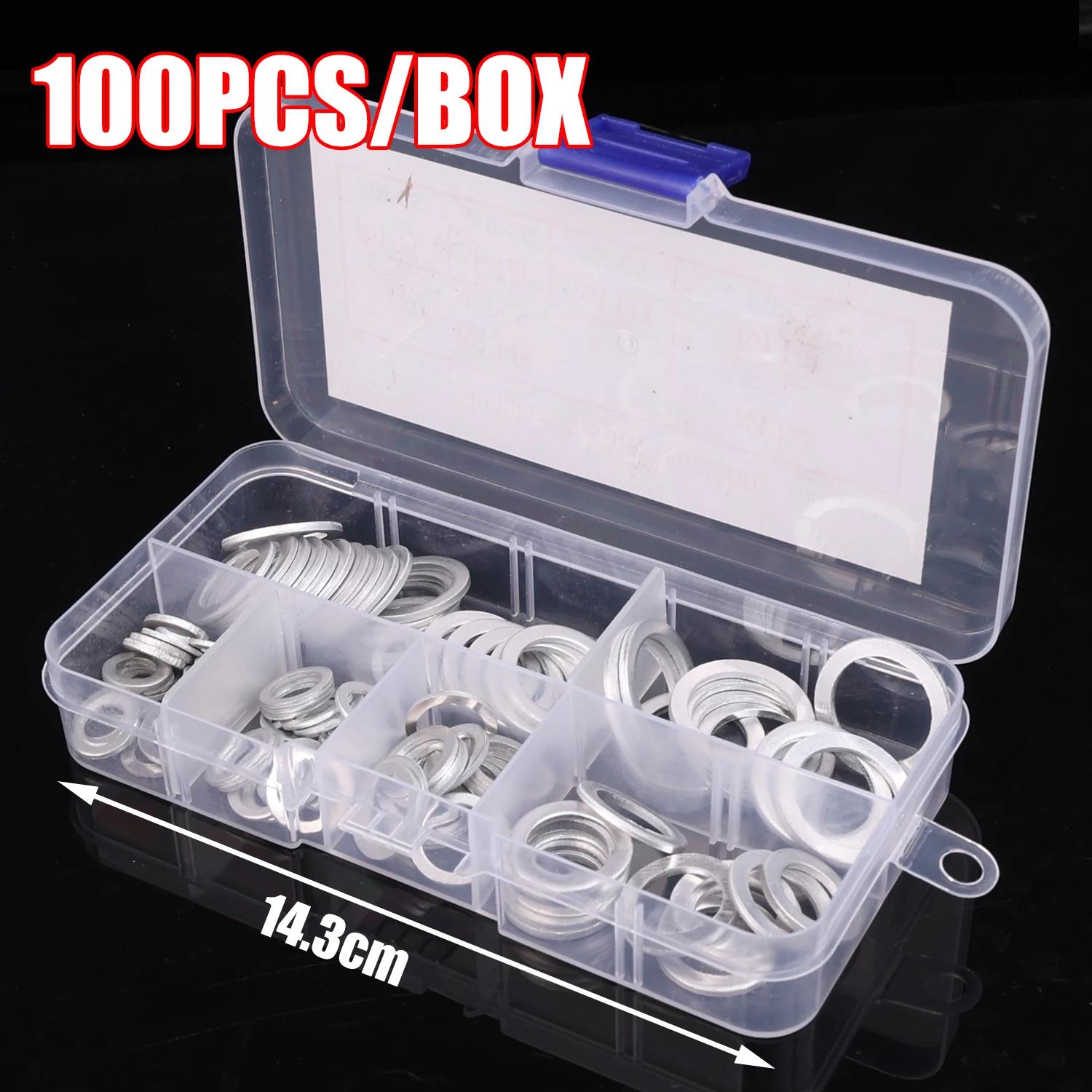 

100PCS M6-M14 Car Sealing Gasket Aluminum Screw Washer Auto Engine Bottom Oil Drain Screw Sealing Gasket Accessories