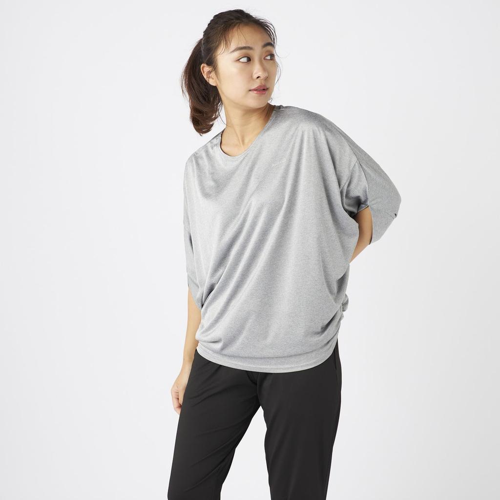 Marie Claire Fitness Wear Set and Loose Size 344192 Women's (Dolman T-shirt Pants), Gray, 3L,