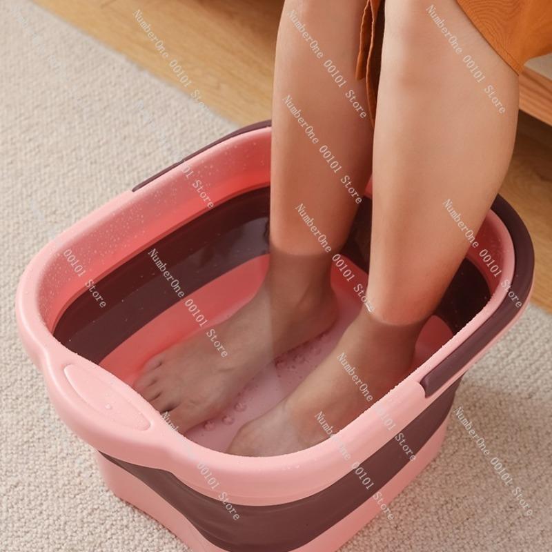 Foldable Foot Bath Tub Deep Large Plastic Foot Soaking Bucket Portable Household Spa Basin Calf High Design Travel Storage