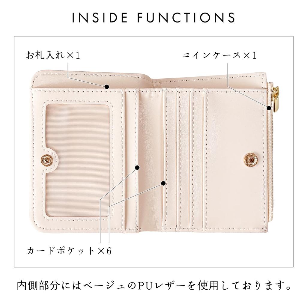 Trendy Yamagishi Metallic Leather Bifold Wallet, Genuine Leather, Compact, Palm-Sized, Women's, WM-D2-03, Gold