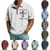 Men's Collared Short Sleeve , Independence Day Flag Letter Print Loose Casual Summer Tops