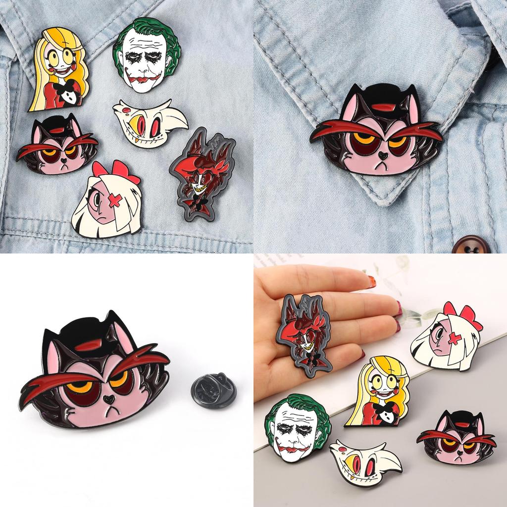 Hazbin Hotel Cartoon Drip Oil Alloy Brooch Geometric Style Factory Direct Sales
