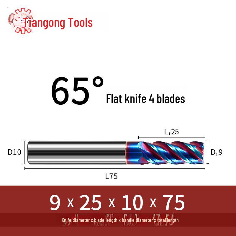 Freză Tiangong 65° din Carbură de Tungsten, Freză Frontală CNC Acoperită cu 4 muchii