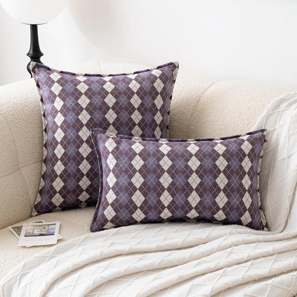 Geometric Plaid Simple Pillow Ins Style Home Sofa Bedside Decoration Cushion Cover Office Sitting Waist Protection Pillow
