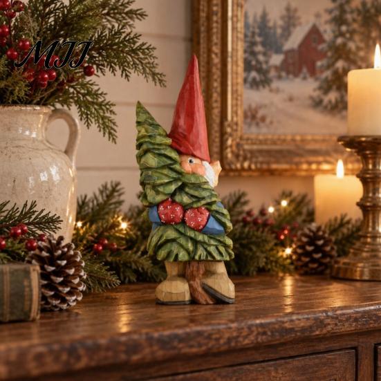 Unique Gifts for Friends Rustic Resin Gnome Ornament, Hand Painted Nordic Style Dwarf Figurine Holiday Home Country Decor and Garden Decoration,