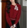 Herbst und Winter Kragen Spitze Träger Pullover Pullover für Damen Langarm Locker Gestricktes Oberteil