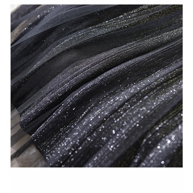New Shiny Pleated Mesh Skirt