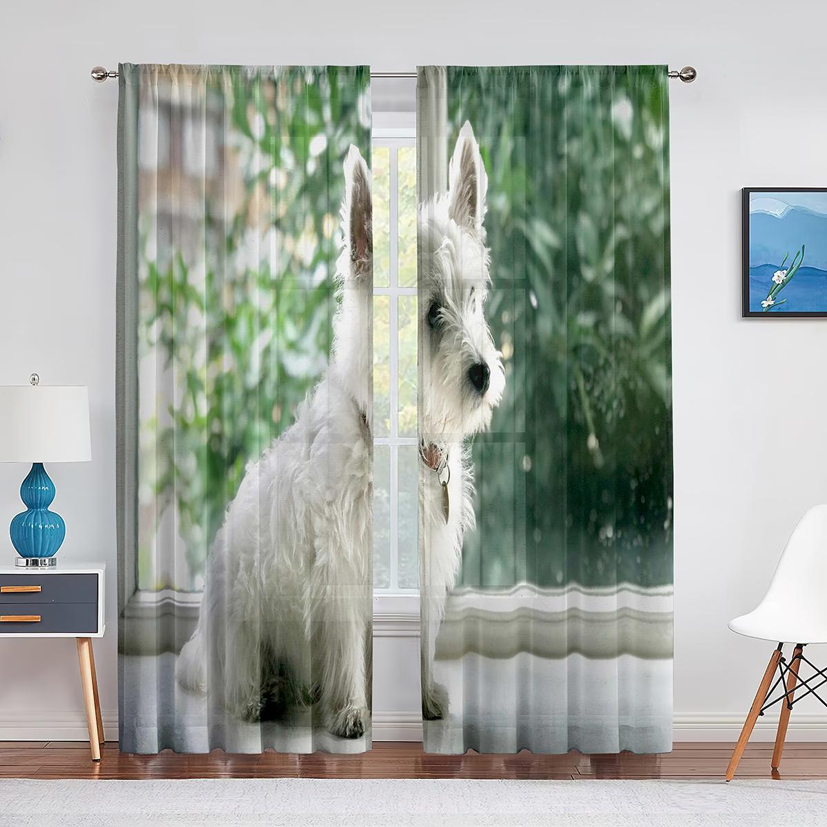 Вест-хайленд-уайт-терьер милый Вести-дог прозрачные шторы для гостиной спальни украшения — фото 13