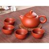 Juego de té de arena púrpura Yixing, 1 tetera y 4 tazas sin base, portátil, para viajes, suministros para ceremonias de té chinas Productos Chinos