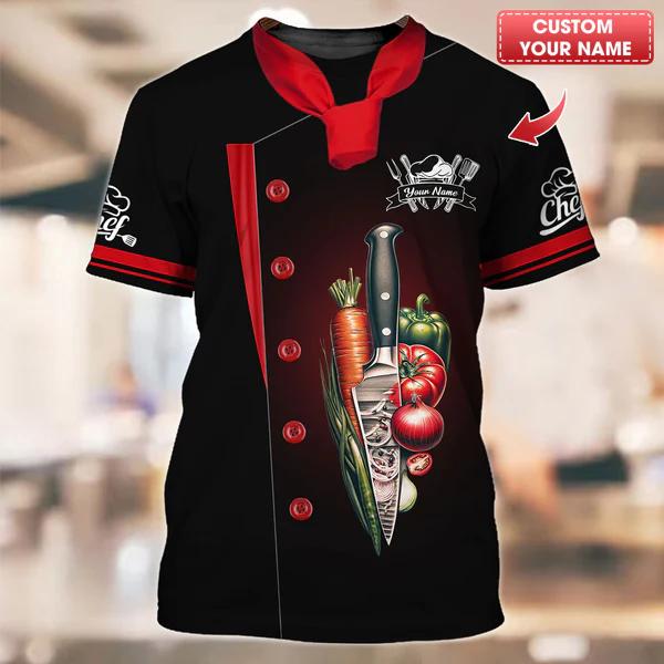 2025 Neue Designs Koch 3D-Druck T-Shirt Personalisiert Individueller Name T-Shirts Uniform Kurzarm Locker Schnelltrocknend T-Shirts Unisex Oberteile