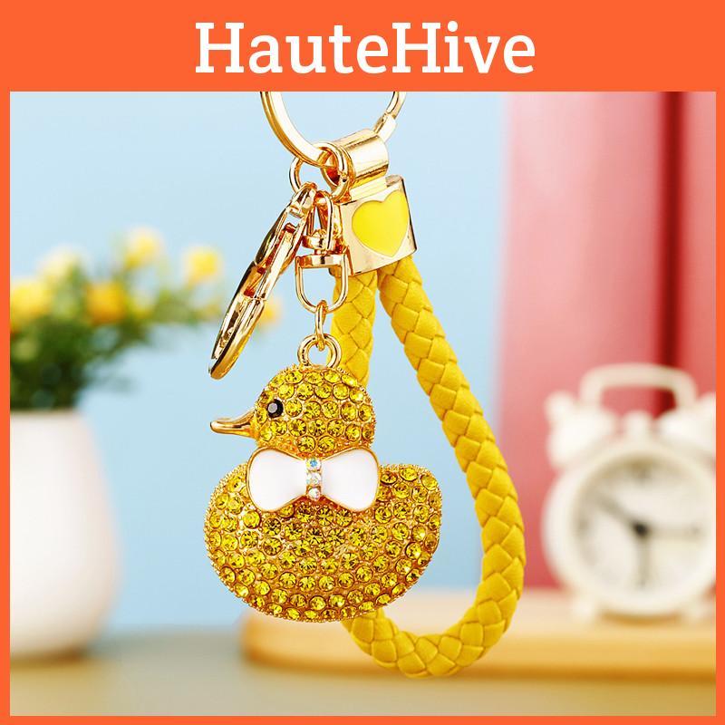 Charming Full Diamond Yellow Duck Keychain Cute Gift For Birthdays And Celebrations