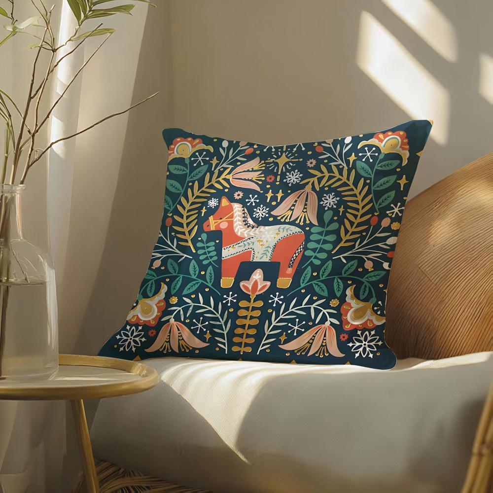 Colorful plant and classic animal print Cushion Cover DoubleSided Plush Sofa Cushion Covers Organic Breathable Invisible Zipper