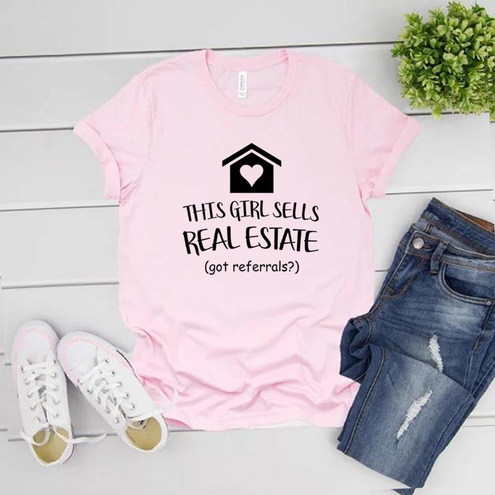This Girl Sells Real Estate T Shirt Realtor Tshirt Gift for Real Estate Agent Women T Shirts Short Sleeve Casual Tshirts Tee