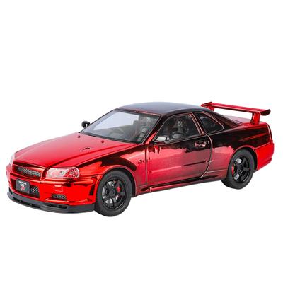 1/24 Nissan Galvanisiert GT-R GTR R34 Legierung Sportwagen Modell Diecasts Metall Rennstrecke Rennwagen Fahrzeuge Modell Sound Licht Kinder Spielzeug Geschenk