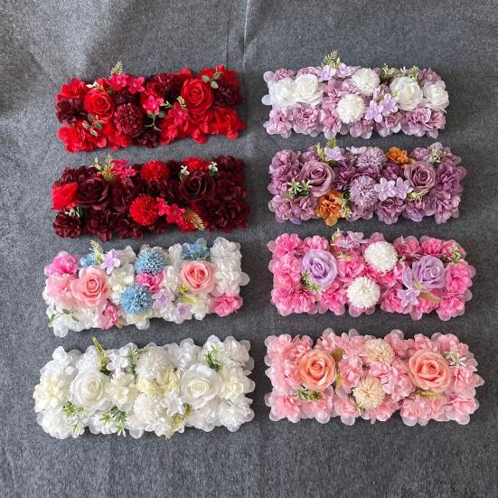 Artificial Rose Flower Row Faux Silk Rose Panel Backdrop DIY Floral Wall Decor for Wedding Arch Reception Ceremony Centerpiece Birthday Party Decor