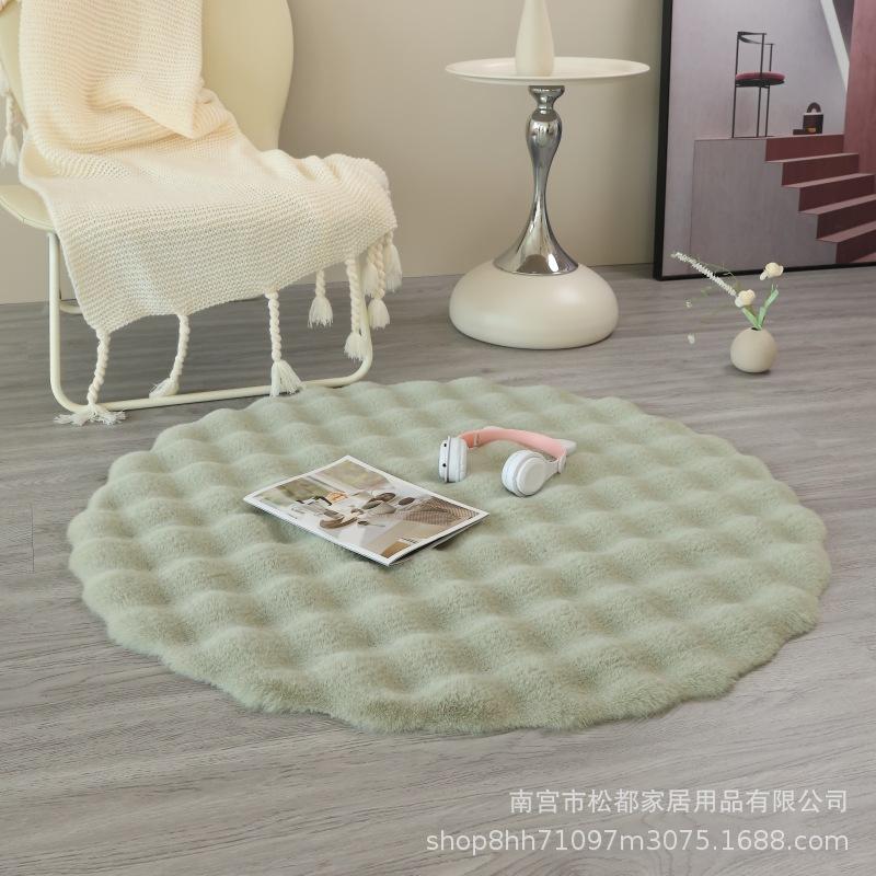 

Cream-colored Thick Plush Round Rug Sofa Round Cushion Floor Mat Living Room Coffee Table Plush Carpet Bubble Plush 50 зелений