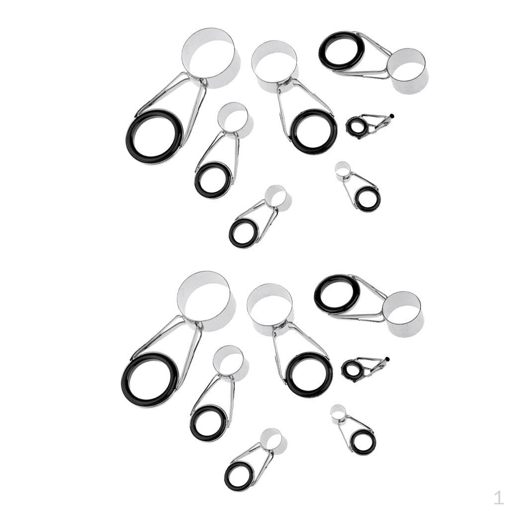 14Pcs/set Ceramic Ring Eyes Fishing Rod Tip Guides Stainless Steel