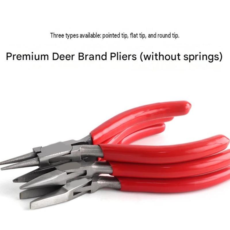Smooth Tip Jewelry Pliers Manual Hand Tool with Red Grip Handles for Beading, Fine Wire Work and Small Findings