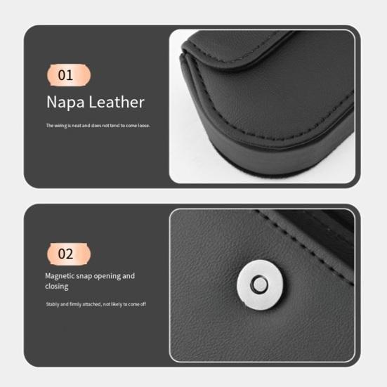 Car Storage Box with Magnetic Snap Closure Organizer Anti-Falling Hook And Loop Installation Container for Sun Visor or Seat Back