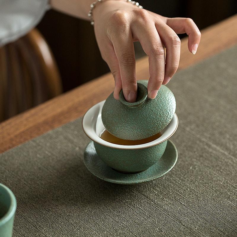 150ml Ceramic Lid Bowl Vintage Tea Bowl Three Talents Bowl