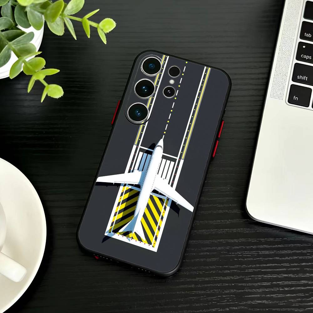 B-Graffiti Travel Airplane Pattern Phone Case For Samsung S26,S25,S24,S23,S22,S21,S20,Plus,Fe,Lite,Others Black Cover