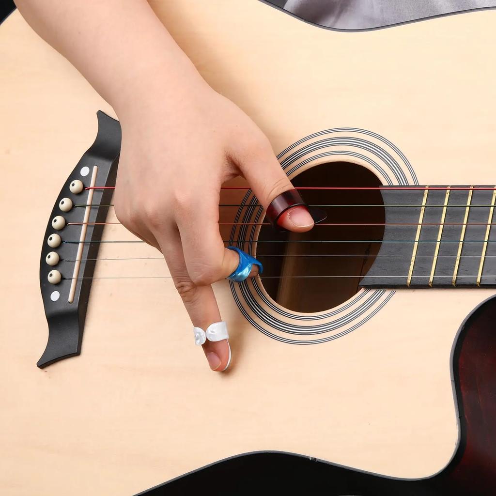 10pcs Celluloid Guitar Finger Picks Thumb/Index Sizes Fingerstyle Protector Anti-Slip Design Bass Acoustic/Electric  Guitar