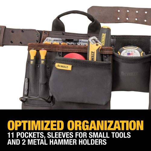 DeWalt Tool Belt, Apron with 11 Pockets, 2 Handles, Leather (DWST550112)