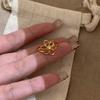 PANJBJ 925 Sterling Silver Golden Flower Rings for Women Openwork Sweet Romantic Office Jewelry Gift Prevent Allergy Dropship