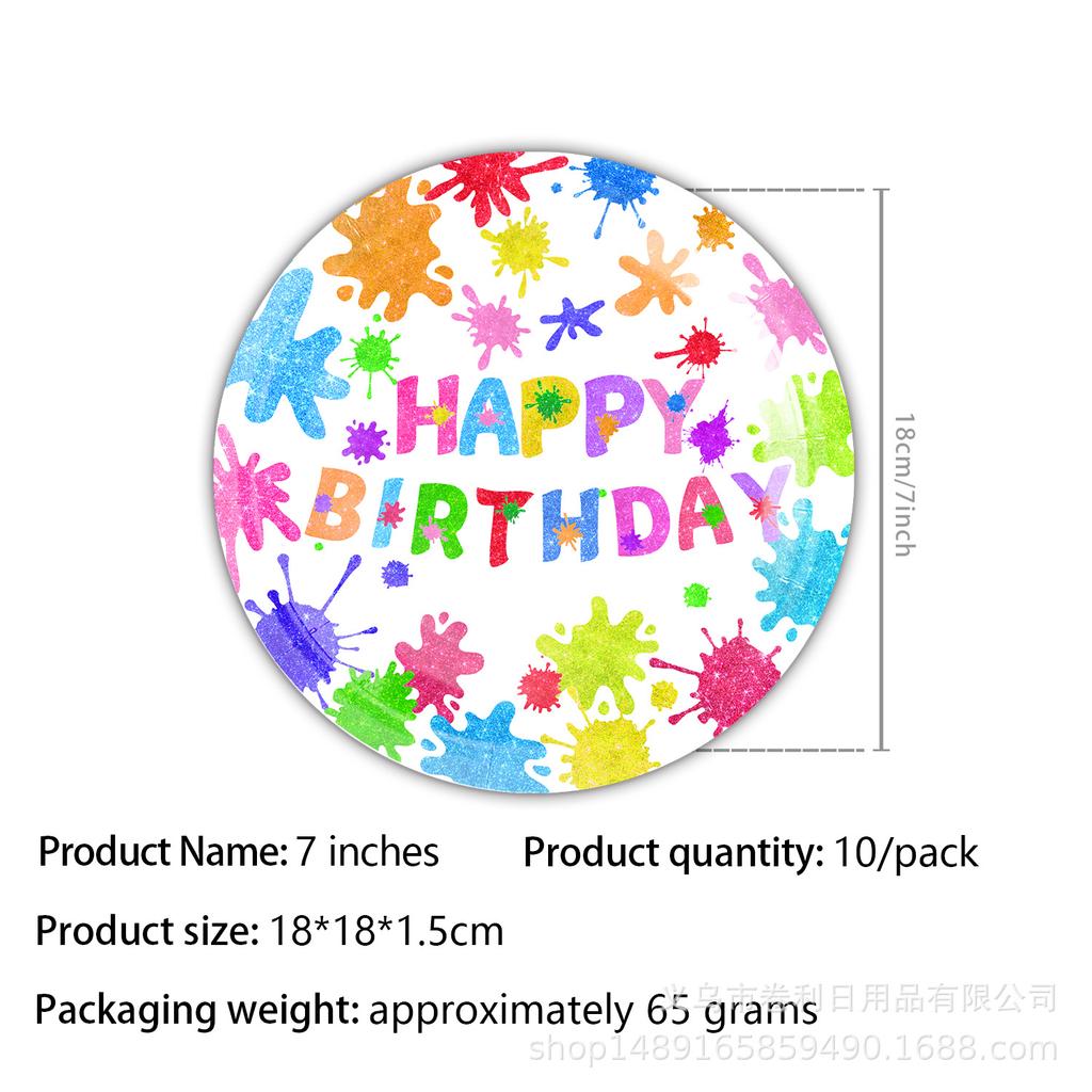 Graffiti-Themed Party Supplies Slime Party Decoration Banner Pull Flag Disposable Tableware Paper Plates Tissue