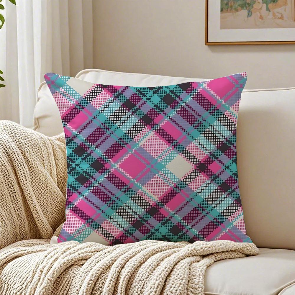 Classic Simple Pattern Art Plaid texture Cushion Cover Linen Pillowcase Soft  for Sofa Bed Home Room Decor