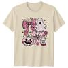 Trick Or Treat Floral Halloween Ghost Pumpkin Bat Unisex TShirt Unisexs Tee Graphic