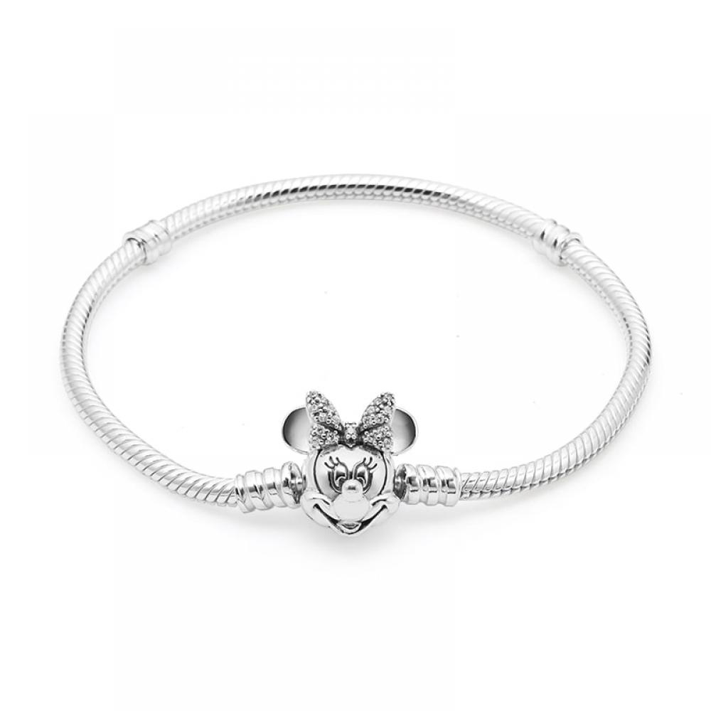 Pandora 597770cz Moment Disney Minnie Mouse Shimmering Classroom Snake Chain Silver Bracelet