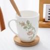 Floral Pattern Fine Bone China Mug, White Porcelain Coffee Mug with Handle, Safe for Microwave Oven, 1pc