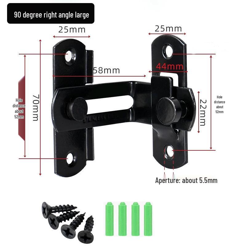 Stainless Steel 90° Right Angle Door Latch: Anti-Theft Sliding Bolt Lock