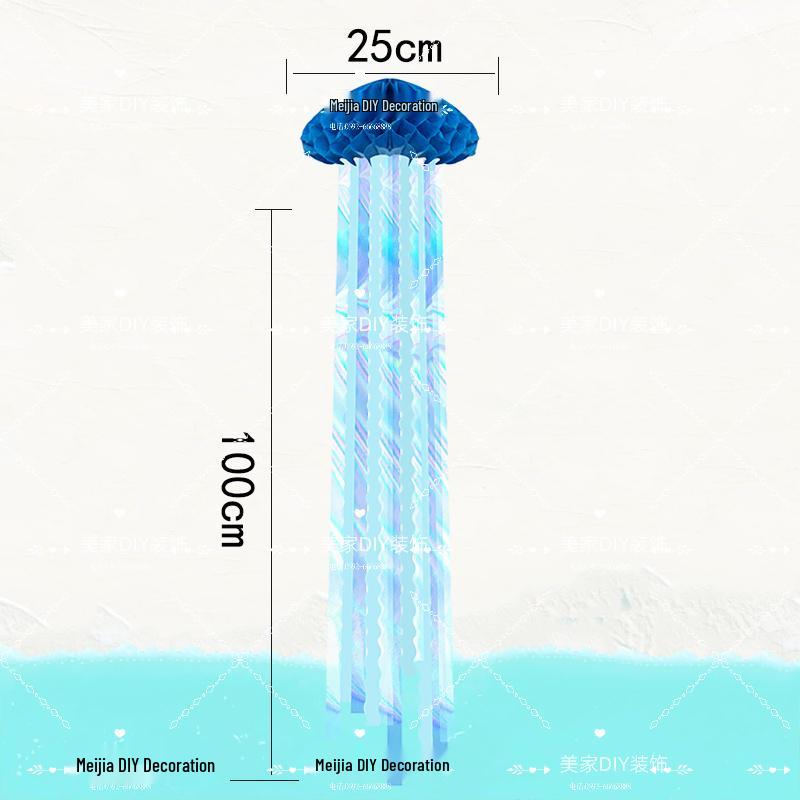 Blue Ocean Sky Tassel Ribbon Flag - Western Summer Theme Crepe Decoration