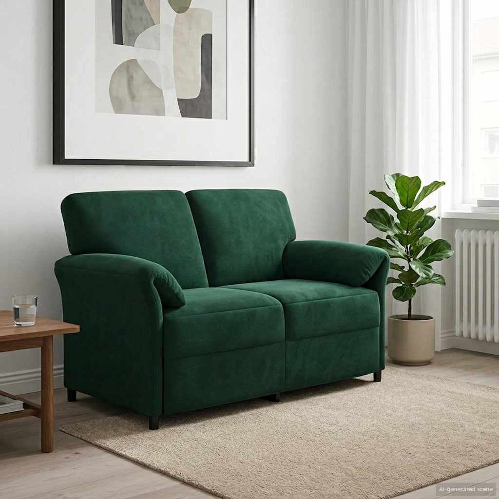 2 Seater Sofa in Dark Green 138 x 83 x 95 cm Velvet