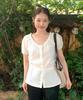 Deuloupisumeon Ribbon Puff Sleeve Blouse [White]