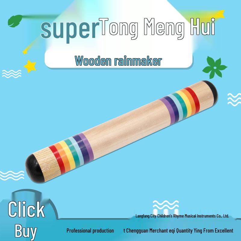 Wooden Rainstick with Colored Stripes - Orff Percussion Teaching Aid 123