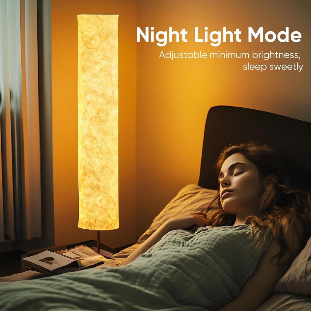 Soft Light Floor Lamp, 58 inch Simple Design Morden Slim Warm Light 3000K LED Tyvek Fabric Shade with LED Lamp for Living Room Bedroom Game Room
