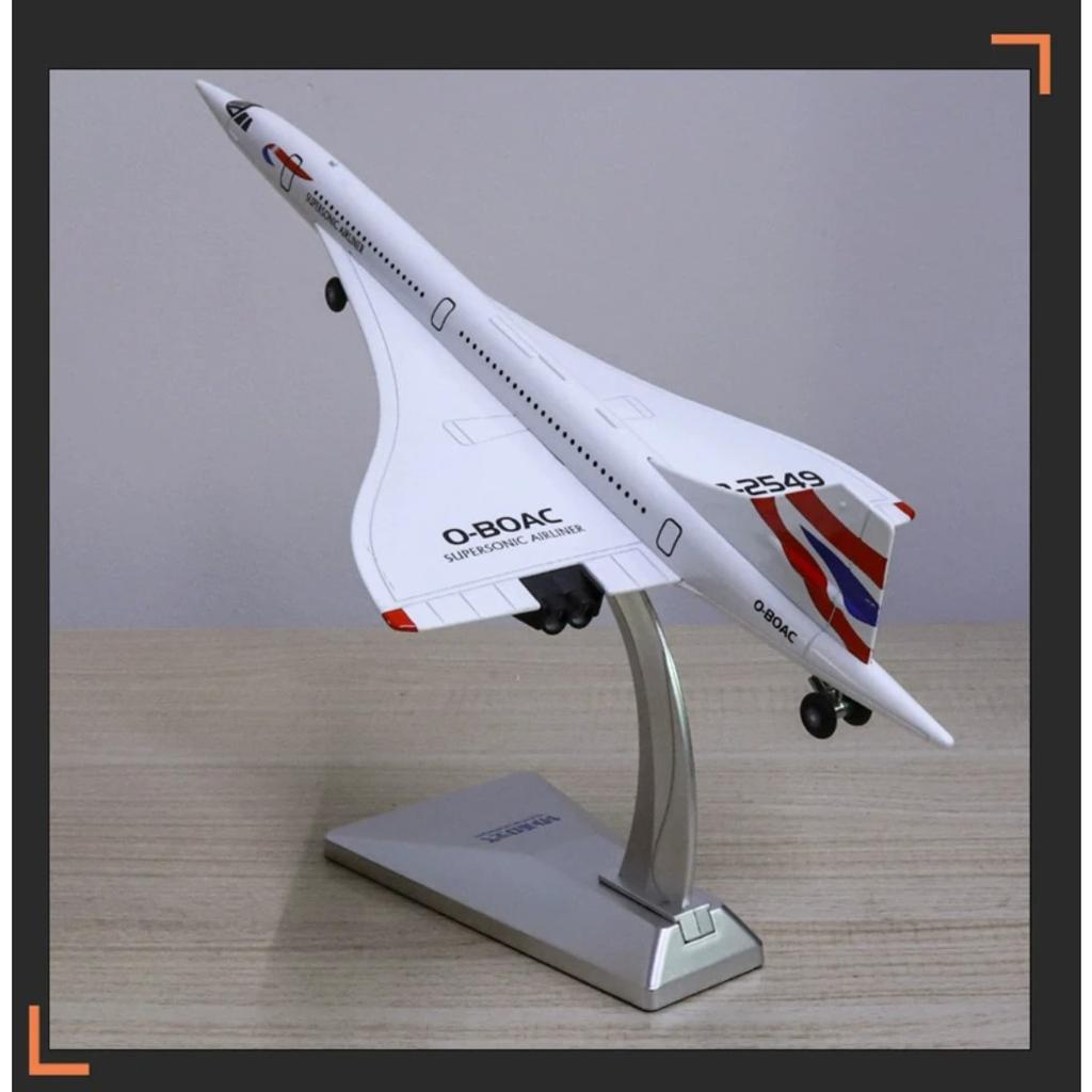 1/168 Alloy Concorde Supersonic Medium Range Airplane Model Metal Civil Passenger Transport Aircraft Model Sound Light Kids Gift