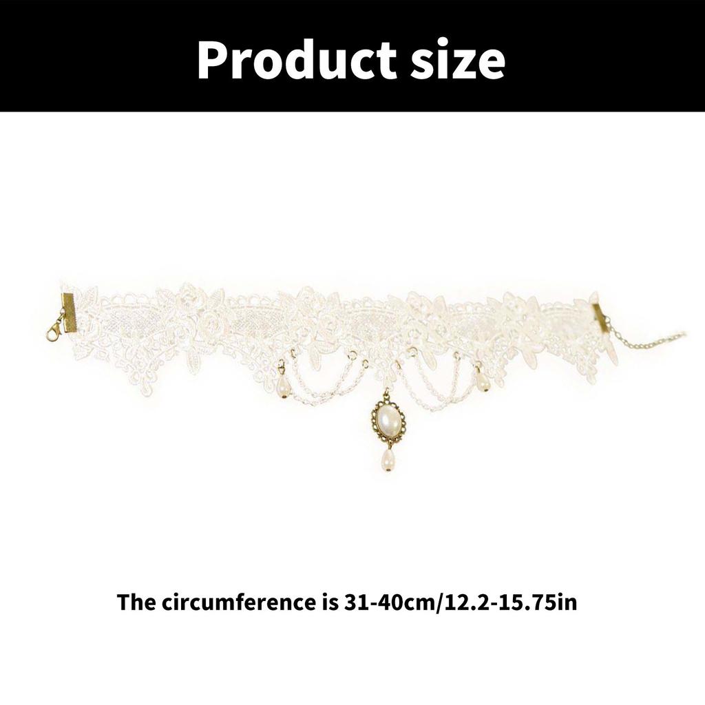 White Lace Choker Necklace Jewelry Fashion Forward Lace Choker with Victorian Gothic Appeal and Jewelry Accent