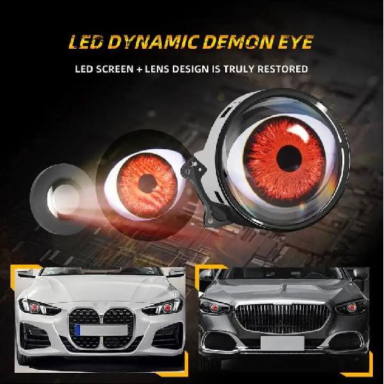 3D Car Devil Eyes LED Large Light 6/33 Mode Remote Adjustable Eye Pattern For Car Motorcycle Lens Headlight Universal 2PCS