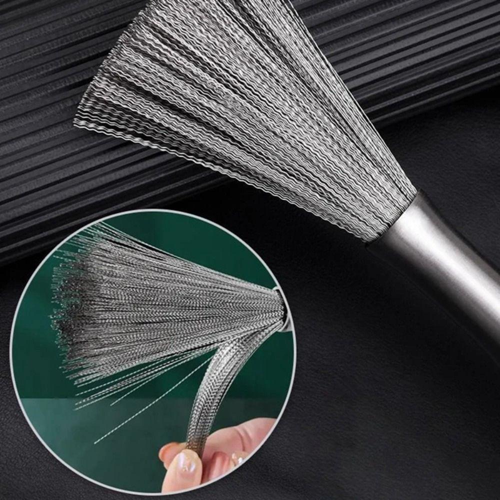 Anti-Rust Stainless Steel Pan Brush Kitchen Clean Tools Dishwashing Brush Durable Cleaning Brush